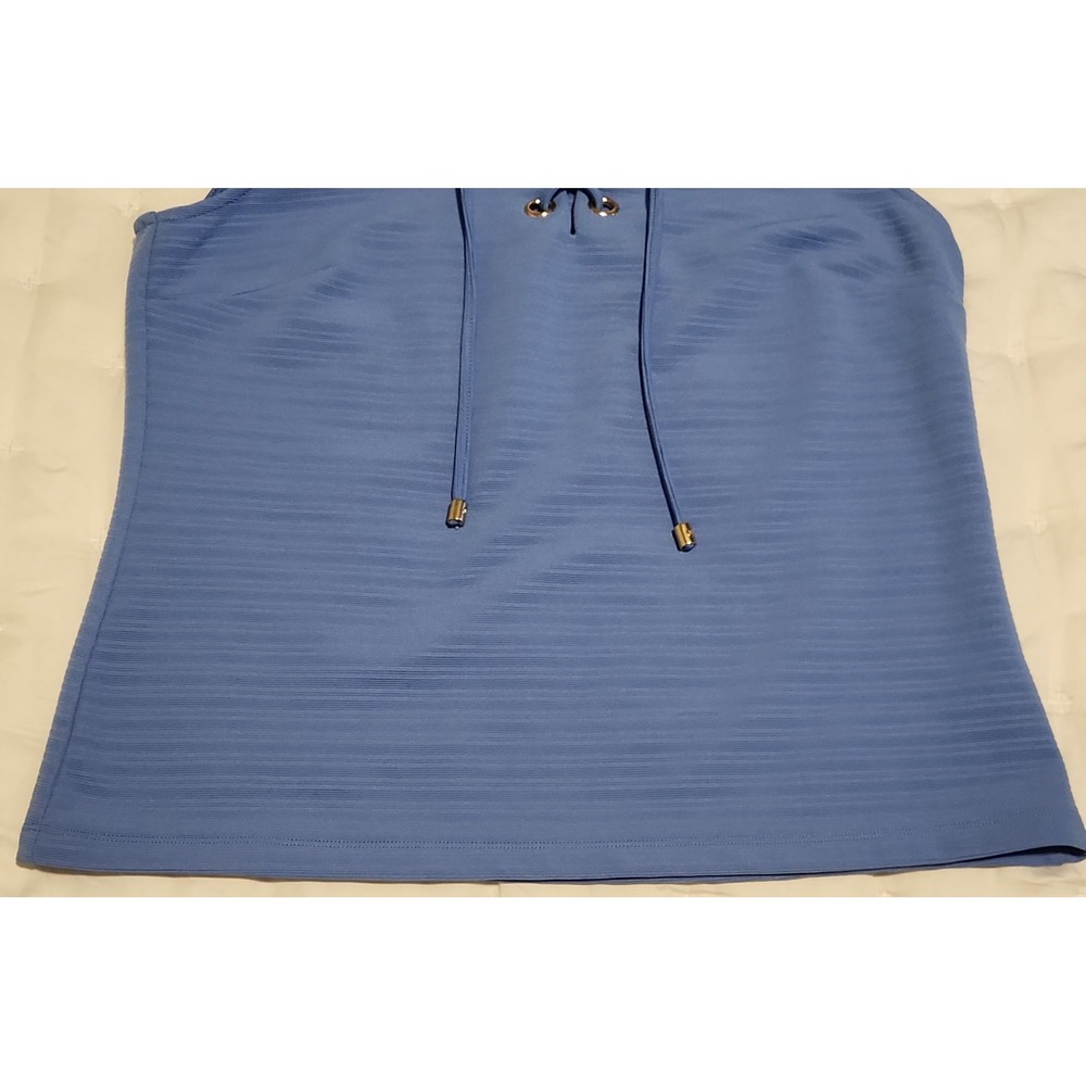 Michael Kors Chive Blue Lace Up Grommet Sleeveless Top Size M MSRP $98 - Picture 2 of 11